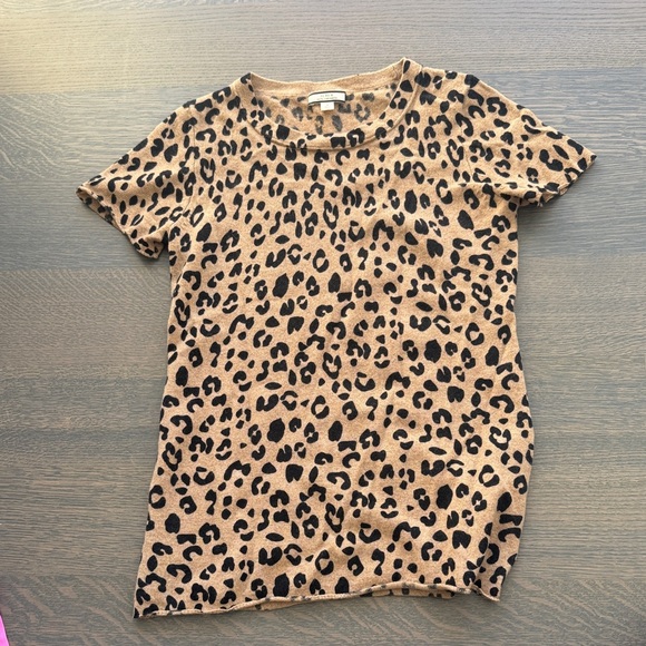 Jcrew cashmere cheetah short sleeve - Picture 1 of 2